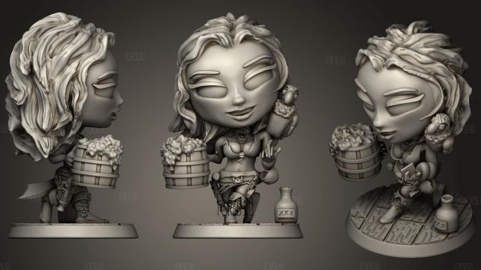Pirate Chibi Chick 3d stl for CNC